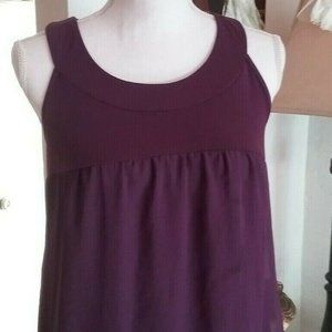 MOA MOA: Women Purple Sleeveless Floral Ruffle Tank Top - Size M